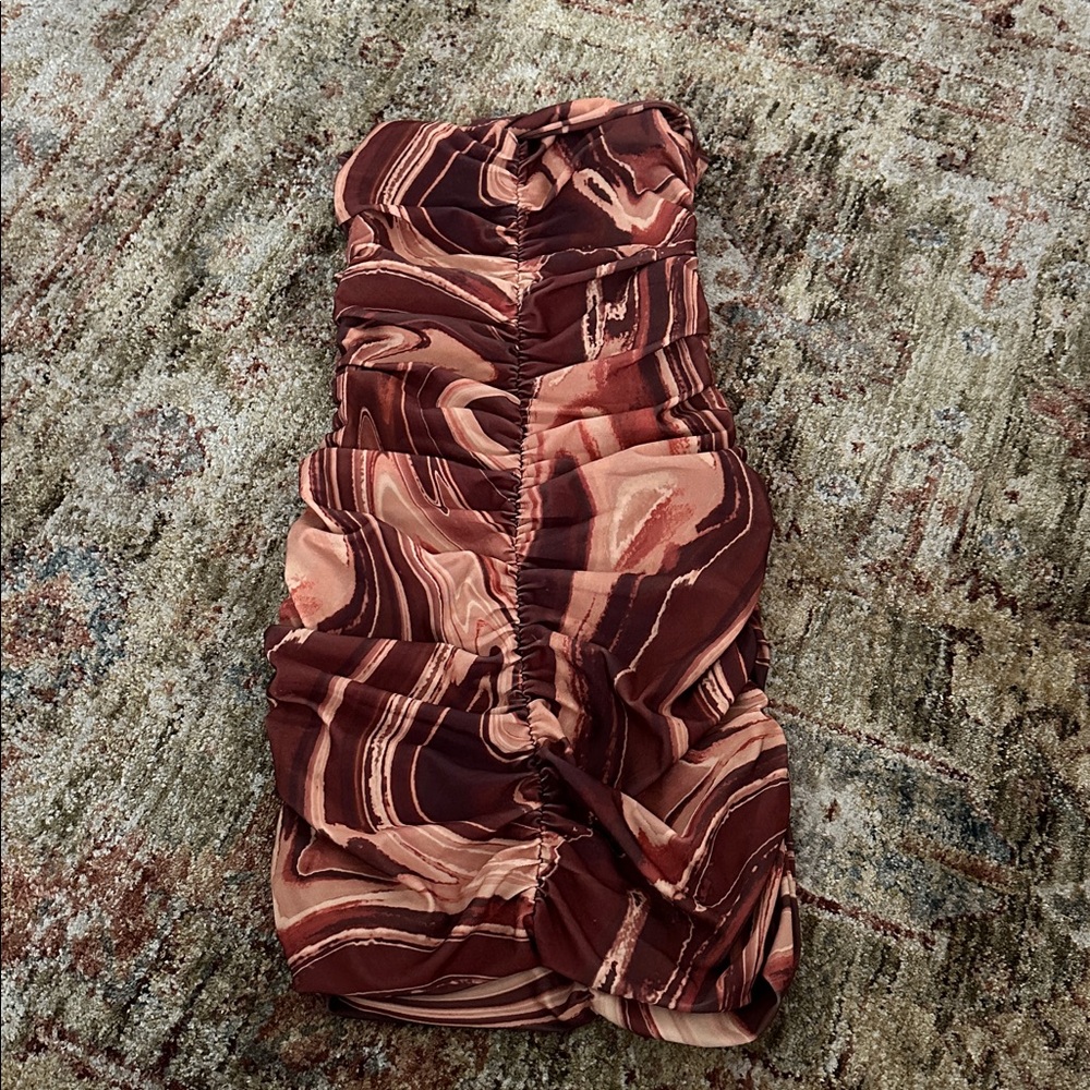 Tiger Mist Samira strapless chocolate swirl dress
